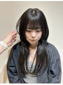 透明感グレージュ×ハッシュカット