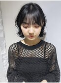 【三ツ井純】黒髪外ハネボブ ボブパーマ 前髪カット アンニュイ