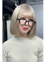 ランズ(LANDS)&nbsp;ホワイトグレージュ　ボブ　【韓国ヘア大阪梅田】