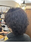 ミディアムウルフ×ラフパーマ