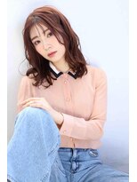 ムウ 難波(MOU) イメチェンピンクベージュアンブレラカラー前髪レイヤー