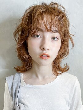 アイティー バイ アルバム 中野店(IT by ALBUM) くせ毛風ウルフ_ハイライトカラーセミウェットウェーブ_7835