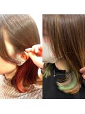 【コトノハ】インナーカラーイヤリングカラーオリーブグリーン
