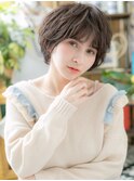グレージュカラーくせ毛風小顔ボブショートc5戸頭20代30代40代