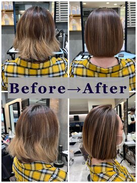 トルネード(TORNADO) 髪質改善ケラチントリートメント ハイライトカラー ボブ