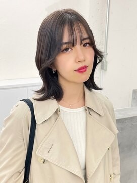 ノク 渋谷(nok) 韓国くびれボブ_バニラベージュ外ハネグレージュカラー