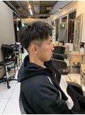 ショートアップバング フェードカット 骨格矯正カット メンズ
