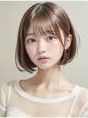 ナチュラルボブルフ黒髪ネビージュ小顔ワンレン20代30代40代50代