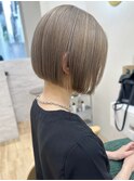 Say.ショートボブホワイトグレージュ地毛風ストレートミニボブ