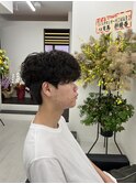 ダウンパーマ　センターパート　シャドウパーマ