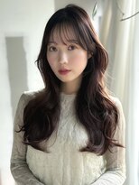 エインアンリー 明治神宮前(AIN.ANLY.) モーヴピンクベージュカラー韓国レイヤースタイル前髪カット