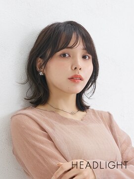 ミディアムレイヤーボブ×小顔×オリーブグレーブラウン/黒髪