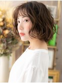 抜け感アースカラーゆるふわボブパーマA4戸田公園20代30代40代