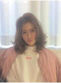 スポンテニアス、大人セミロングレイヤー 、無造作カール、