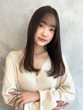 コート 表参道(Cote) ストレートミディ斜めバング/グレージュカラー/シルキーベージュ