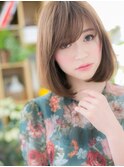大人かわいい斜めバングくすみカラー小顔ロブc5上尾20代30代40代