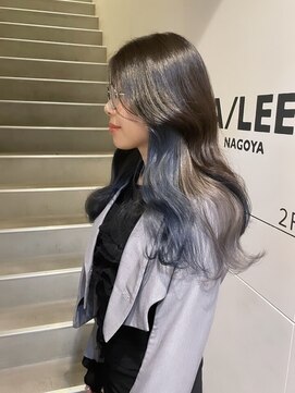 アイリー 名古屋(A/LEE) インナーカラー／青／グレー