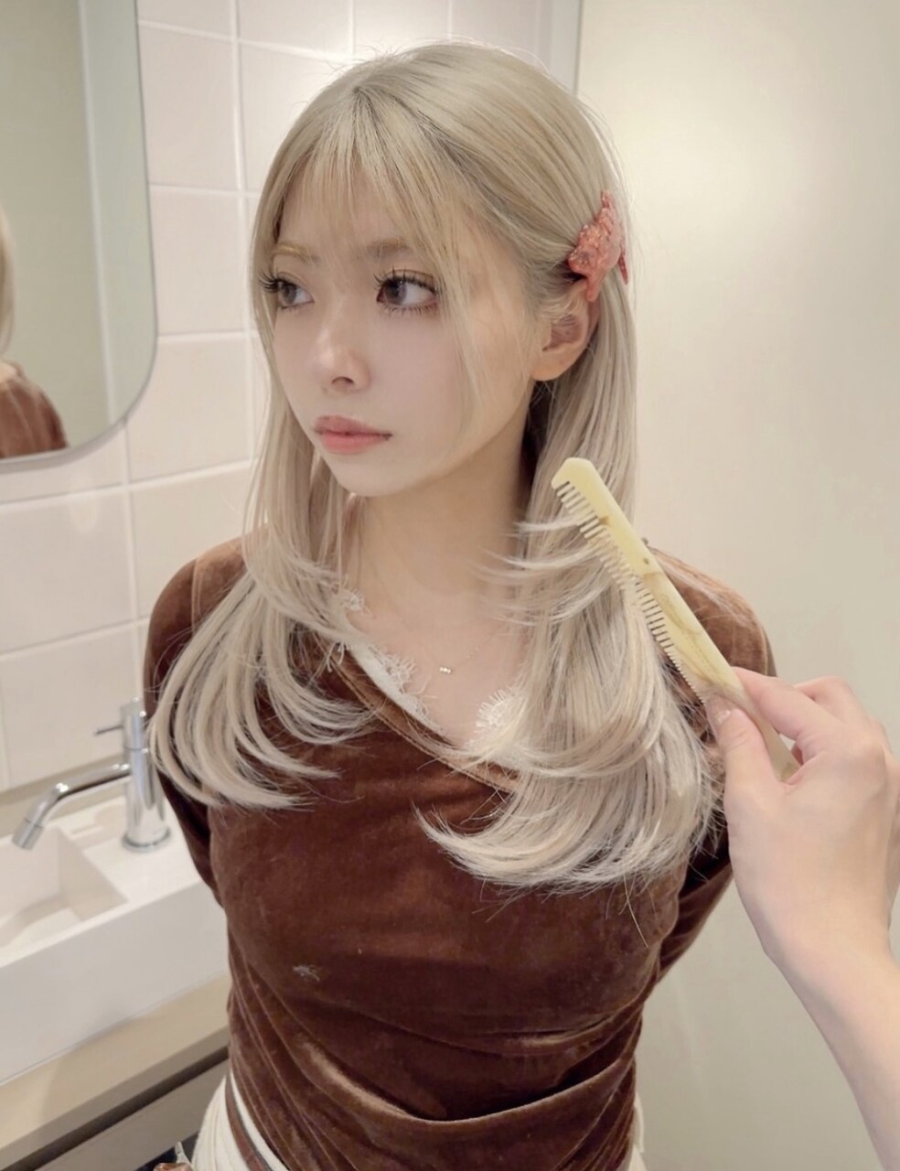 ピンクベージュ/ブリーチ/表参道