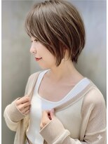 アース 栄店(HAIR&MAKE EARTH)&nbsp;earthショートレイヤーボブミルクティー丸みショートボブ