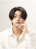 黒髪センターパート ニュアンスパーマ &nbsp;メンズヘア メンズカット