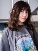 ゆるふわウェーブパーマ×ミディアムレイヤー【岡山】ブラウン