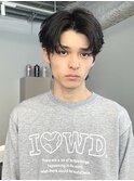 メンズカットツーブロック黒髪センターパート