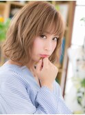 ★ハイトーンカラー抜け感ヘアミディアムウルフ20代30代40代★7