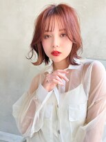 メーヴェ(Mowen) mowen×外ハネミディアム×ラフウェーブ×ピンクバイオレット