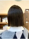切りっぱなしボブ/ボブ/ブラック/顔まわりカット/トリートメント