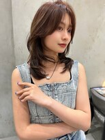 アンフィニー 仙台(ANFINI)&nbsp;仙台髪質改善縮毛矯正韓国レイヤー学割チェリーブラウン顔周り