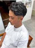【amule hair】オールバックパーマ/ホワイトメッシュ/極道パーマ
