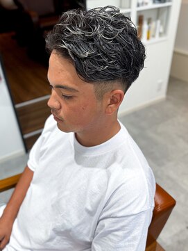 アムレヘアー(amule hair) 【amule hair】オールバックパーマ/ホワイトメッシュ/極道パーマ