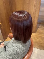 シプ 丸亀(sip) コーラルピンクカラー切りっぱなしボブ 韓国ボブ ダブルカラー