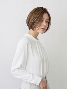 キセイ イオンモール富谷店(KISEI) ベージュハイライト前髪なしショートボブ20代30代40代