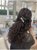 ハーフアップ　ヘアアレンジ　結婚式　ゆるふわセット