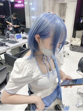 リル 溝の口(LiL) アイスブルー/溝の口/ブリーチ/ダブルカラー/レイヤーカット