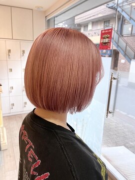 シエル バイ ケンジ 登戸 生田(CIEL by KENJE) 【ブリーチあり】薄めピンク×ぱっつんボブ