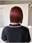 チェリーレッド/切りっぱなしボブ