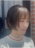 ブリーチなし大人可愛いマロンブラウン似合わせ耳かけボブ