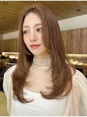 ロングヘア30代40代ストレートレイヤー前髪なし前髪あり表参道