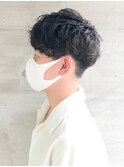 メンズビジネスツーブロックアッシュブラック