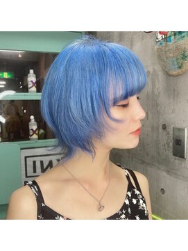 インク 渋谷(INK.) 水色×ショートウルフ