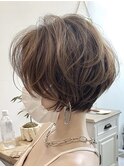【３０代４０代５０代】無造作ふんわりショートボブ/小顔