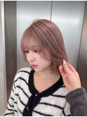 ワンレン韓国風小顔ボブ/ハイトーン透明感カラー/レイヤーボブ