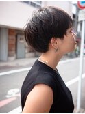 90. 黒髪ハンサムショート/ナチュラル/デザインカラー