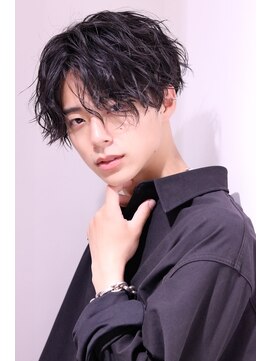 ネイビー(NAVY) メンズ ツイストスパイラルパーマ 波巻き センターパート