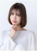 大人かわいい前髪セシルカットココアブラウンフリンジウェーブ