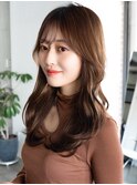 ☆フェミニンロング大人かわいいぱっつん前髪レイヤーカット小顔