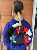 【成人式ヘア】シンプルポニー×水引き 金箔  畑瀬彩華