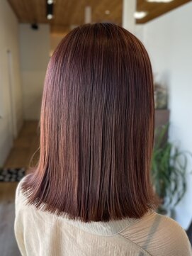 アパートメントヘアー コーラルピンクブリーチなしダブルカラー